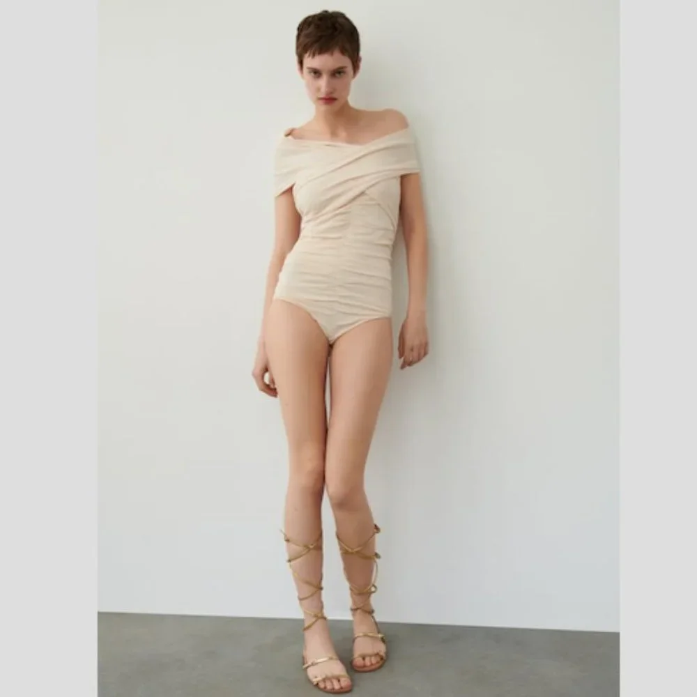 BLOGGER'S FAVE! Zara Draped Knit Bodysuit Sz Small, Medium, Large NWT_8